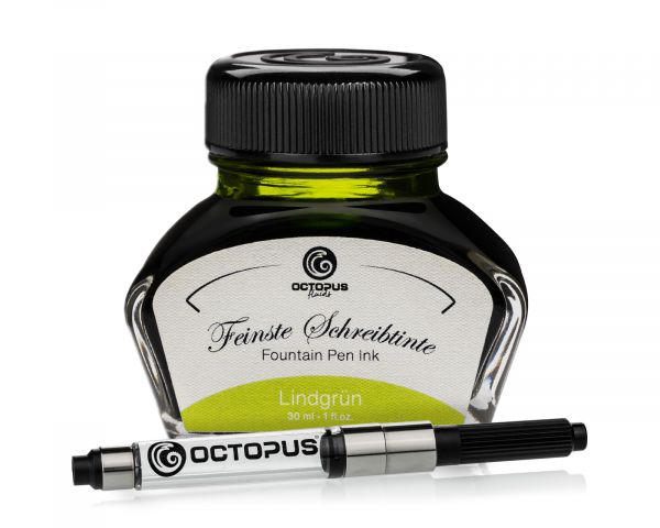 Octopus Fluids Fountain Pen Ink Set Classic Writing Inks Lime Green with Converter