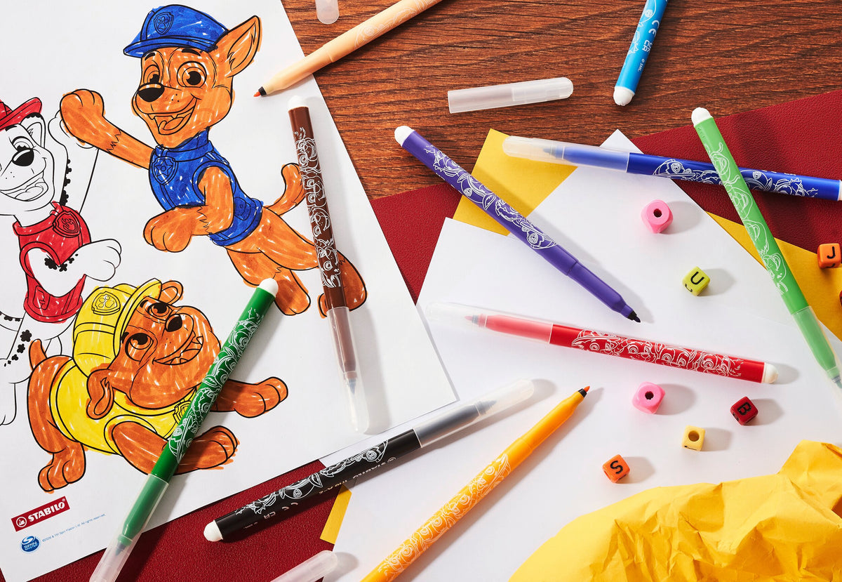STABILO Trio A-Z PAW Patrol Filzstift mit Dreikant-Griffzone 12er Set – 12 Farben, bedruckt mit PAW Patrol Motiven – Ansicht 6