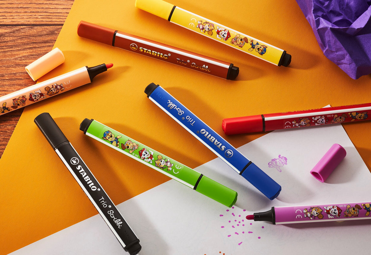 STABILO Trio Scribbi PAW Patrol gefederter Dreikant-Filzstift 8er Set – 8 Farben, bedruckt mit PAW Patrol Motiven – Ansicht 4