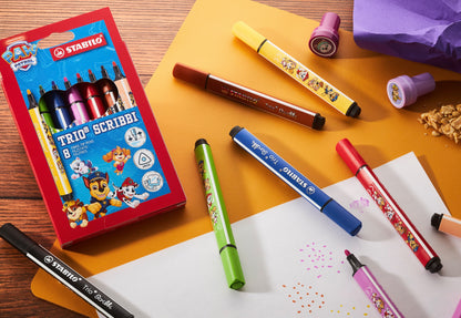 STABILO Trio Scribbi PAW Patrol gefederter Dreikant-Filzstift 8er Set – 8 Farben, bedruckt mit PAW Patrol Motiven – Ansicht 5