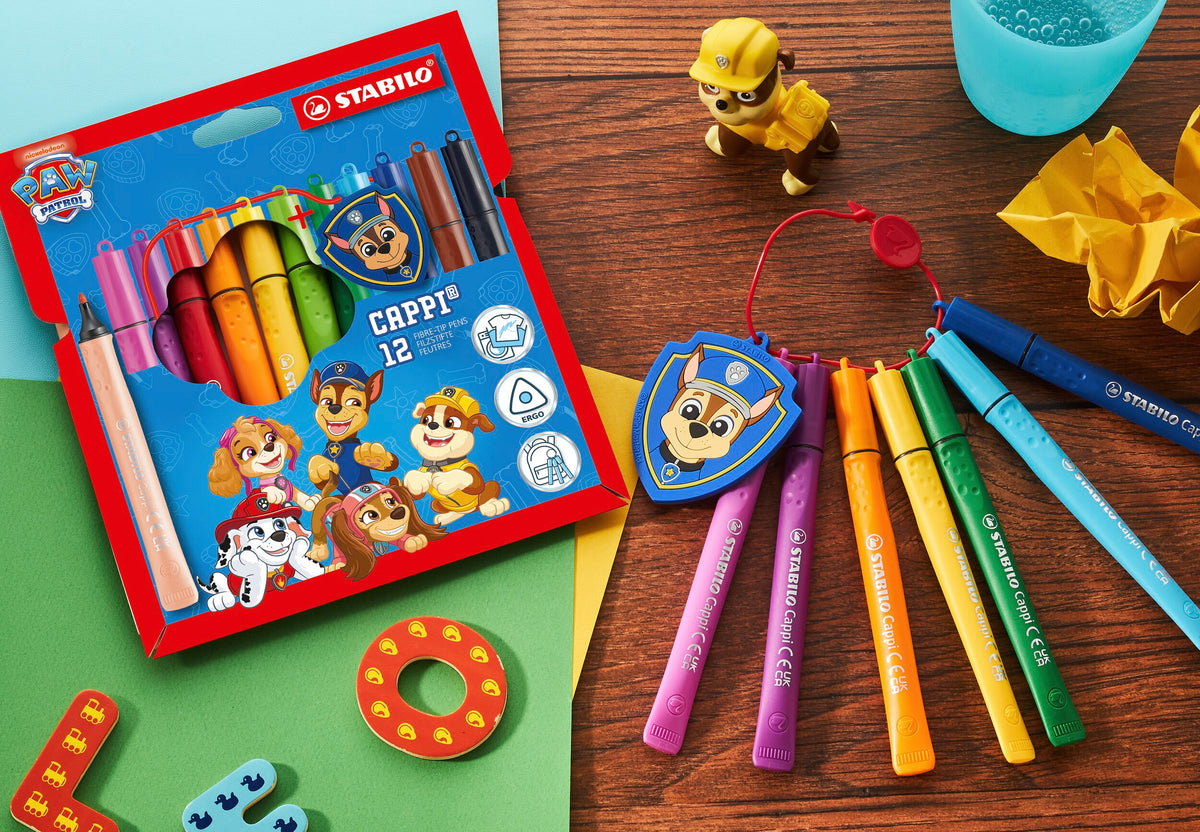 STABILO Cappi PAW Patrol Filzstift mit Kappenring 12er Set – 12 Farben, mit Chases Polizeimarke – Ansicht 5