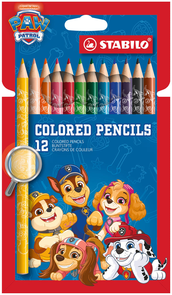 STABILO Buntstift PAW Patrol 12er Set – 12 Farben, mit PAW Patrol Motiven bedruckt