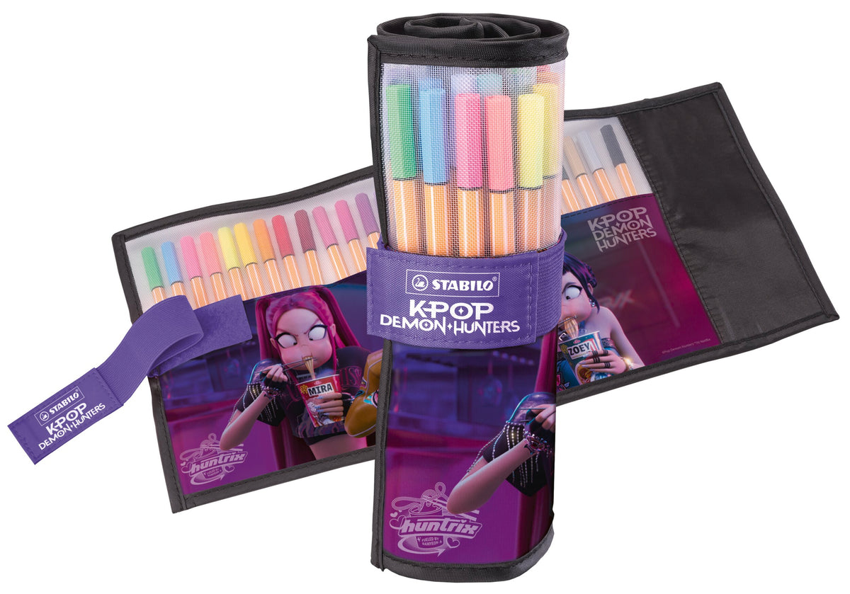 STABILO point 88 KPop Demon Hunters Fineliner Rollerset – 25er Set in Schwarz/Violett, 25 Farben – Ansicht 1