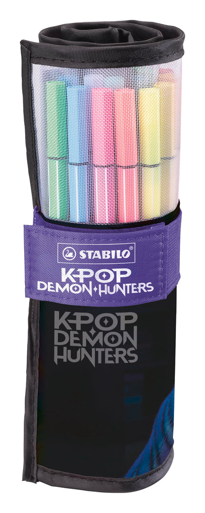 STABILO Pen 68 KPop Demon Hunters Premium-Filzstift Rollerset – 25er Set in Schwarz/Violett, 25 Farben – Ansicht 2