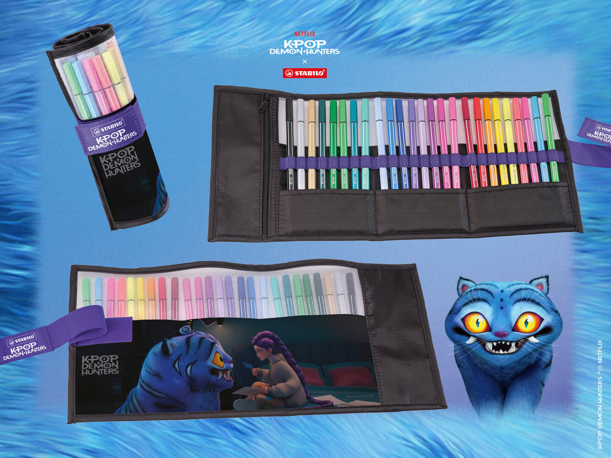 STABILO Pen 68 KPop Demon Hunters Premium-Filzstift Rollerset – 25er Set in Schwarz/Violett, 25 Farben – Ansicht 5