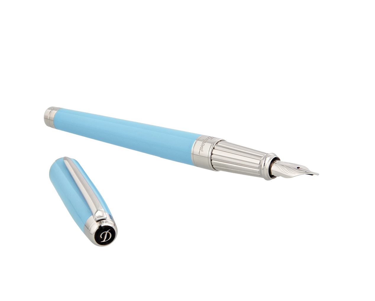 ST Dupont Fountain Pen Line D Eternity Eternity, Palladium, Turquoise-blue