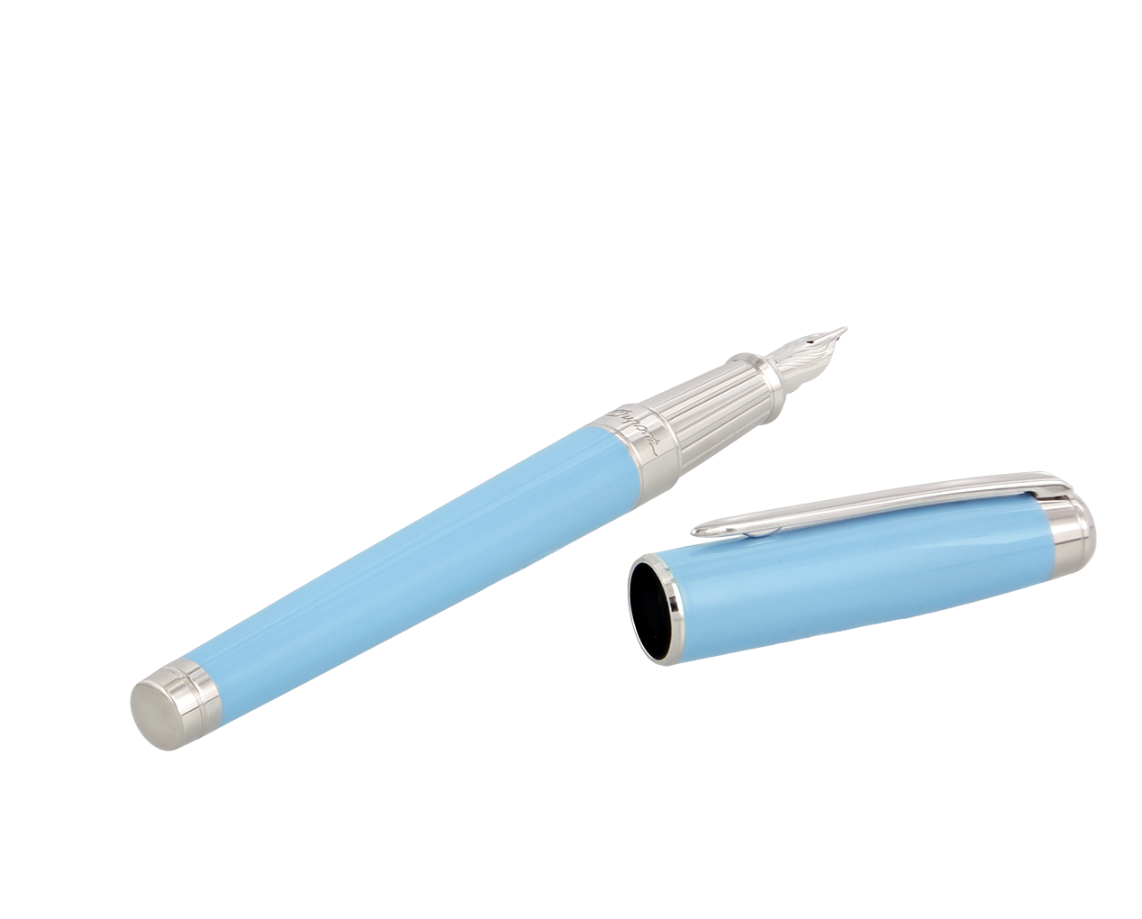 ST Dupont Fountain Pen Line D Eternity Eternity, Palladium, Turquoise-blue