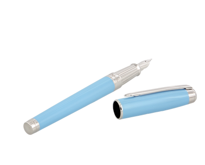 ST Dupont Fountain Pen Line D Eternity Eternity, Palladium, Turquoise-blue