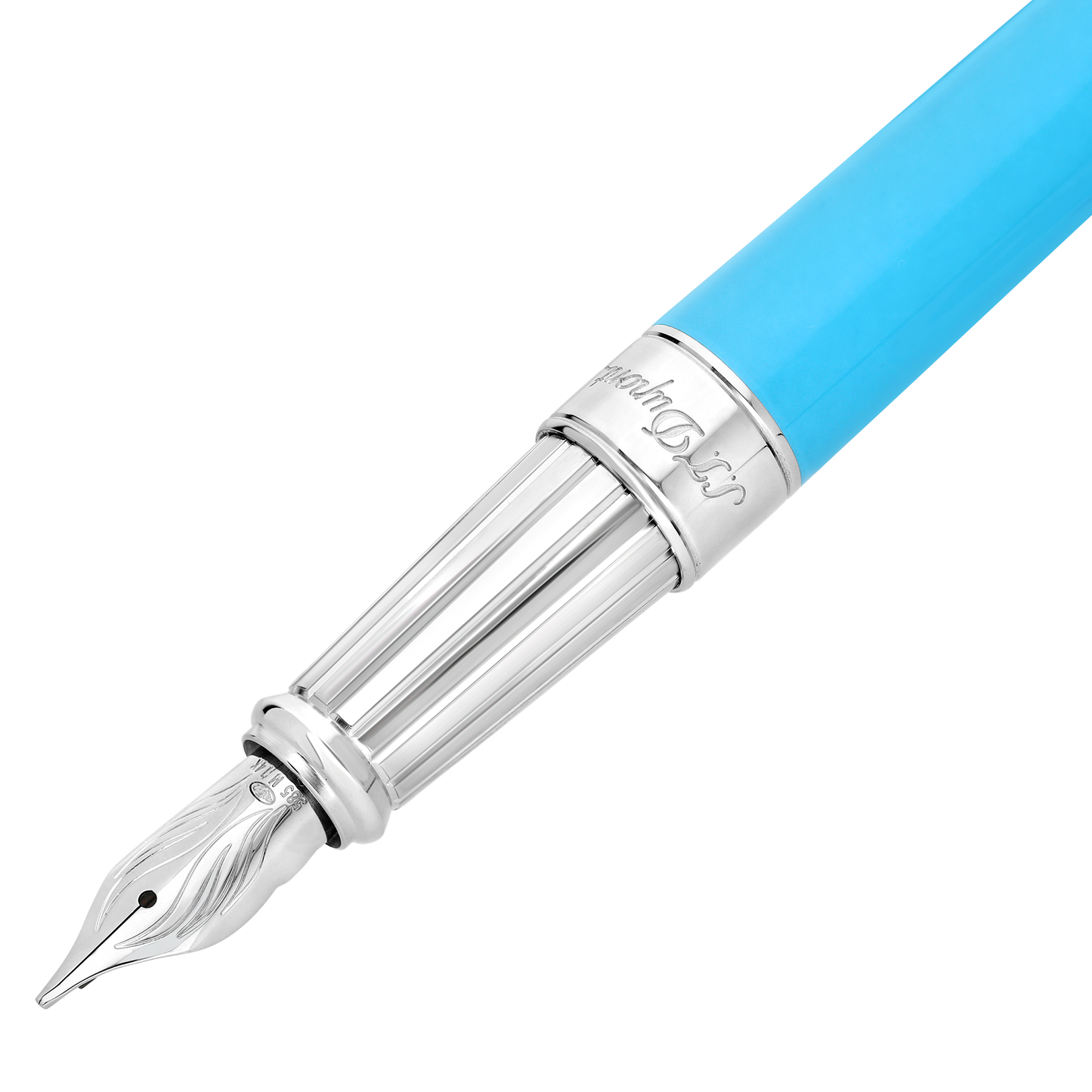 ST Dupont Fountain Pen Line D Eternity Eternity, Palladium, Turquoise-blue