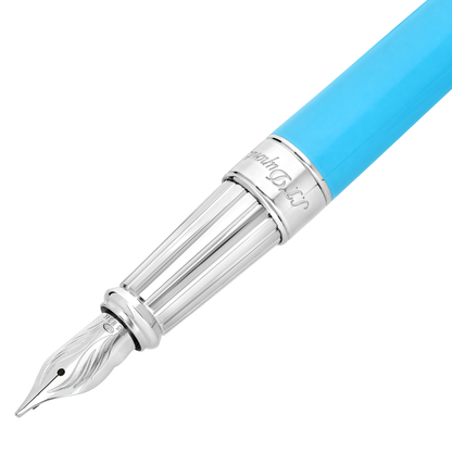 ST Dupont Fountain Pen Line D Eternity Eternity, Palladium, Turquoise-blue