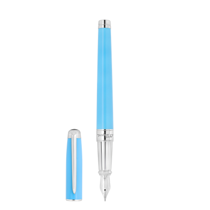 ST Dupont Fountain Pen Line D Eternity Eternity, Palladium, Turquoise-blue