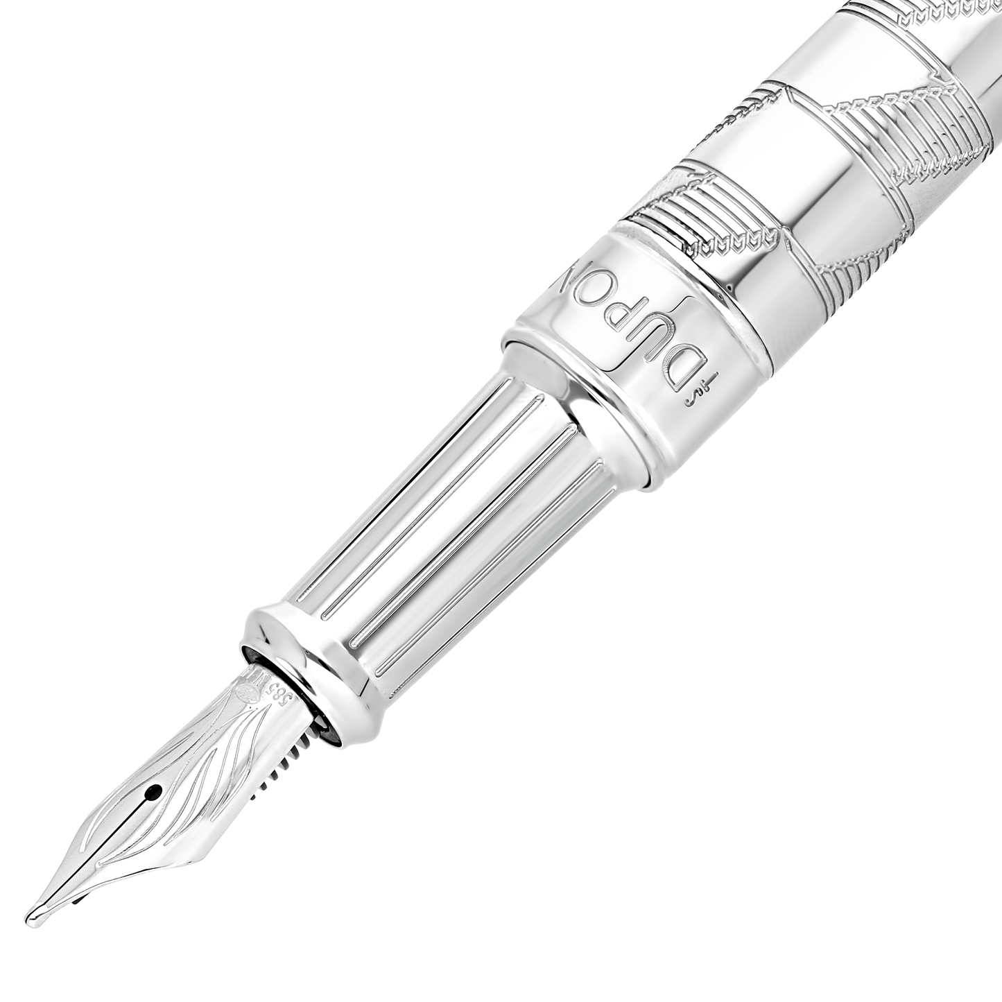 ST Dupont Fountain Pen Line D Eternity Monogram, Palladium, Ltd. Edt., Silver