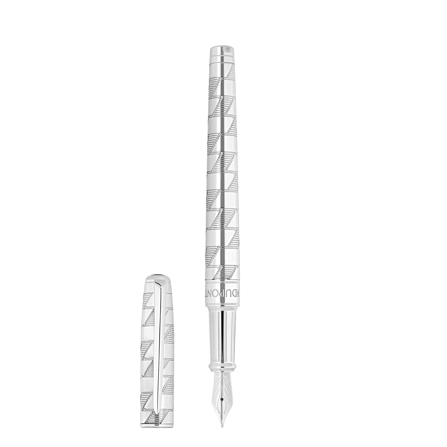 ST Dupont Fountain Pen Line D Eternity Monogram, Palladium, Ltd. Edt., Silver