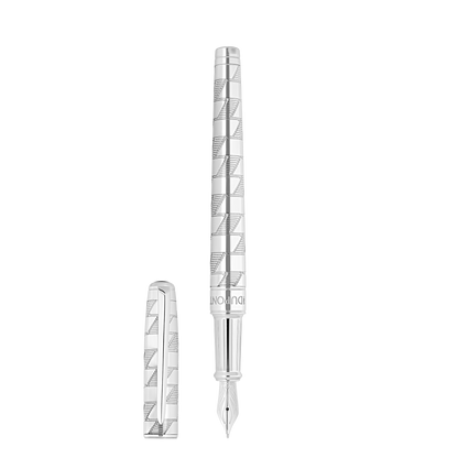 ST Dupont Fountain Pen Line D Eternity Monogram, Palladium, Ltd. Edt., Silver