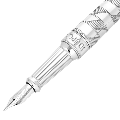 ST Dupont Fountain Pen Line D Eternity Monogram, Ltd. Edt., Silver
