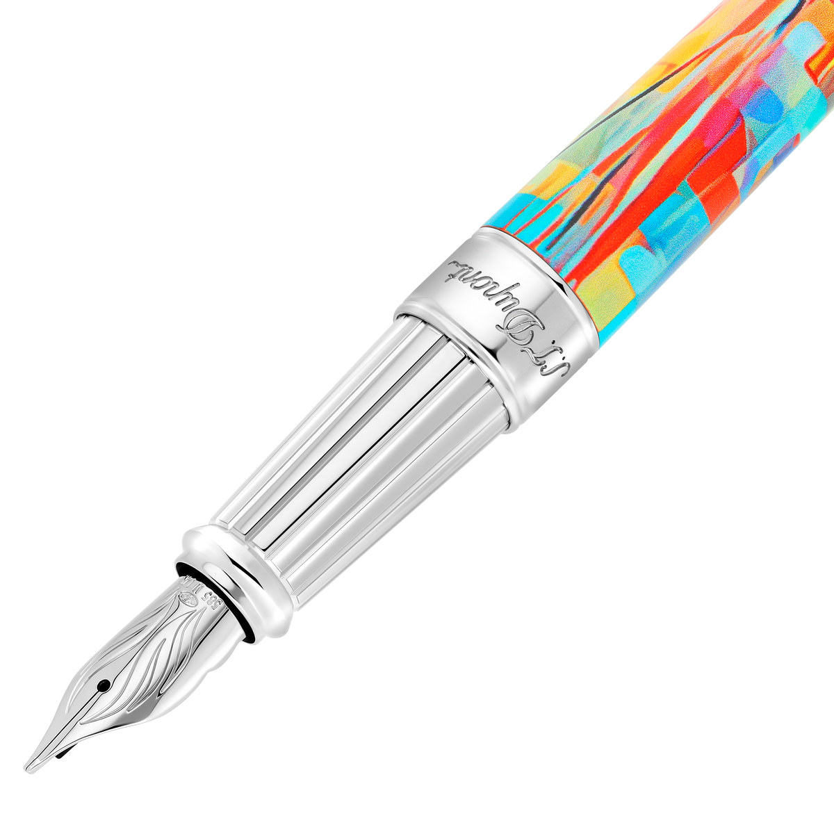 ST Dupont Fountain Pen Line D Eternity Graffiti, Palladium, Ltd. Edt., Multicolor