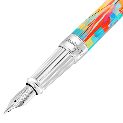 ST Dupont Fountain Pen Line D Eternity Graffiti, Palladium, Ltd. Edt., Multicolor
