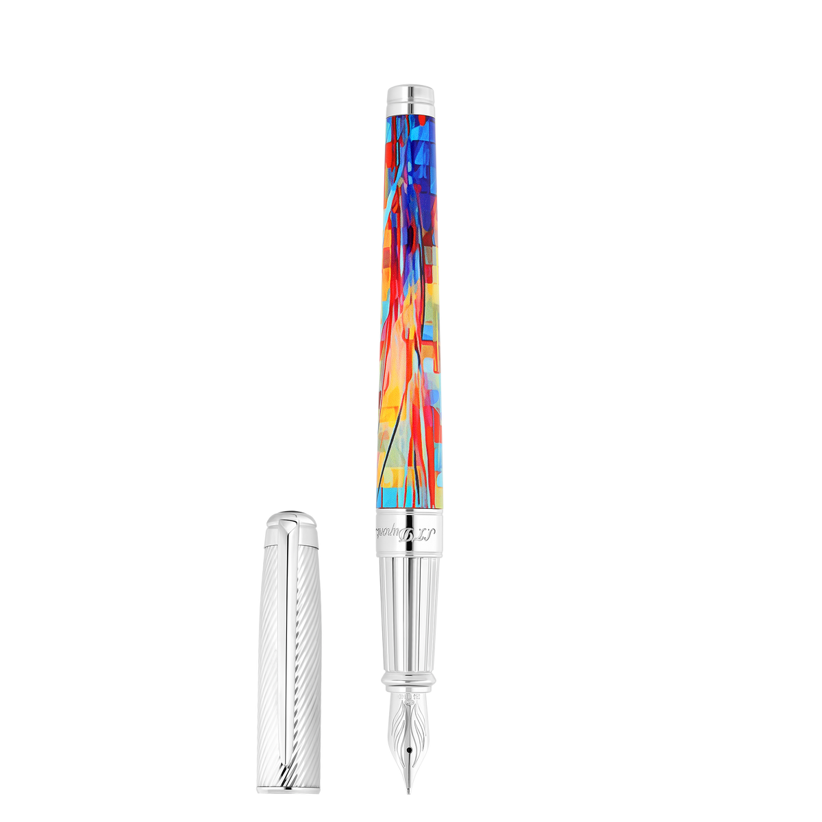 ST Dupont Fountain Pen Line D Eternity Graffiti, Palladium, Ltd. Edt., Multicolor