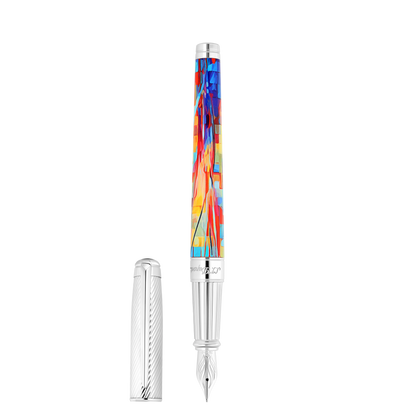 ST Dupont Fountain Pen Line D Eternity Graffiti, Palladium, Ltd. Edt., Multicolor