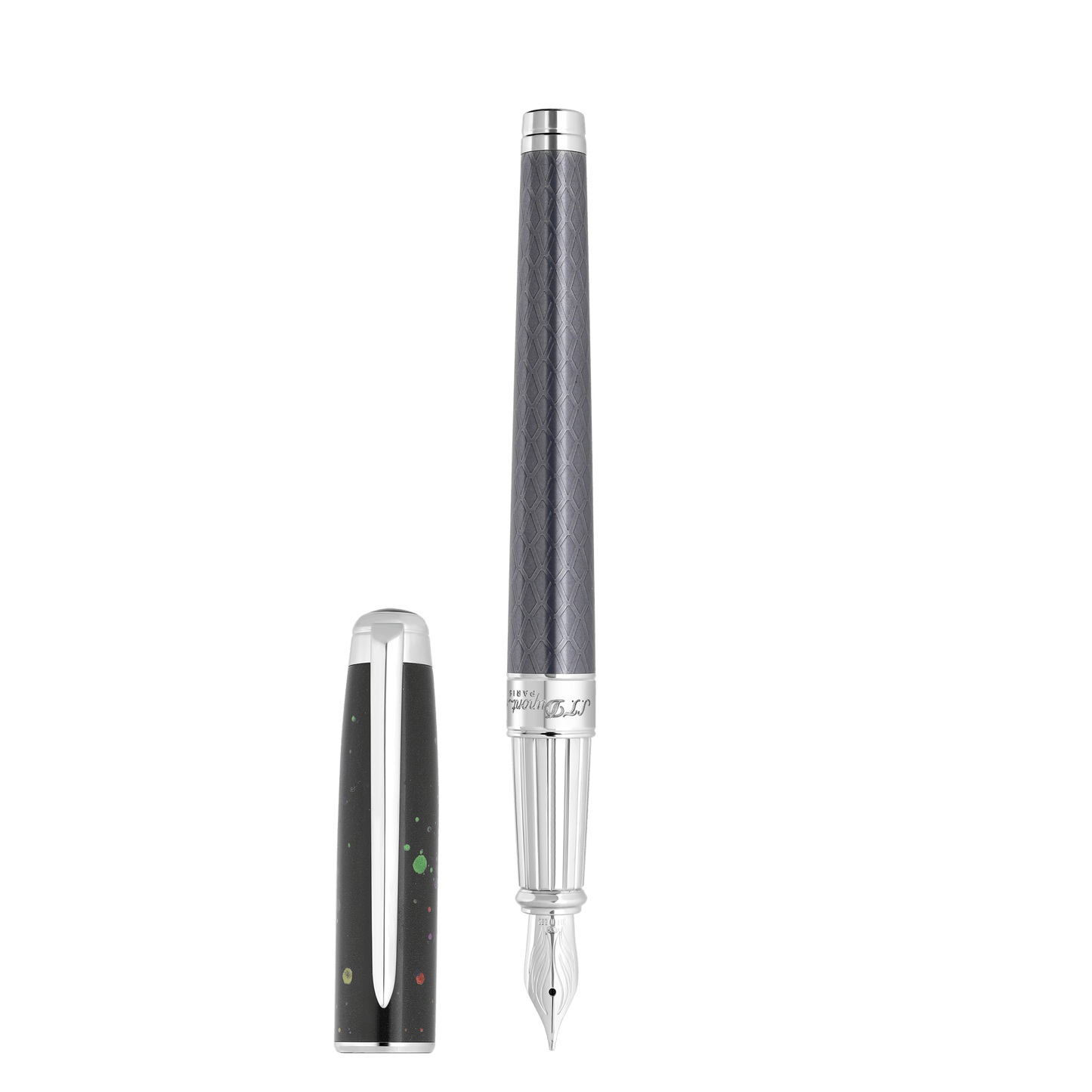 ST Dupont Instrument d'écriture Line D Eternity Dragon, Palladium, Ltd. Edt., Schwarz