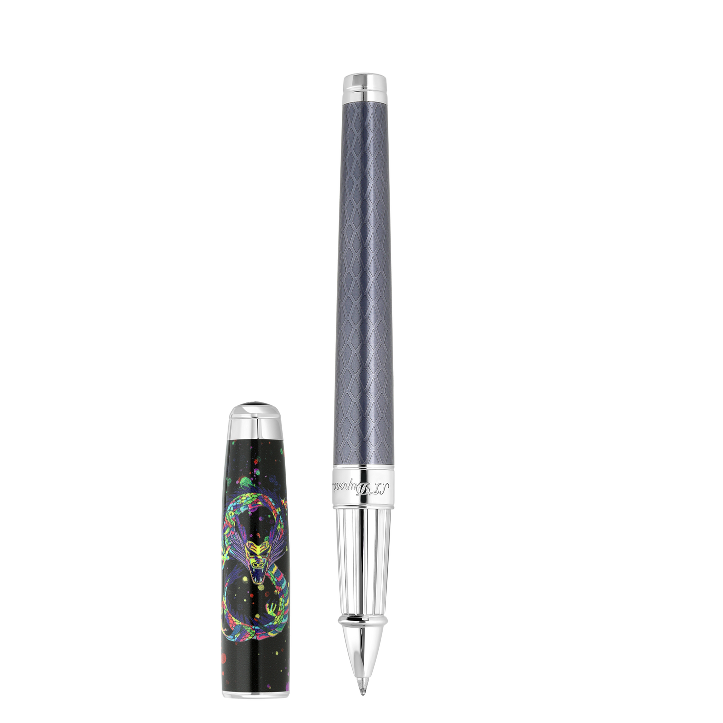 ST Dupont Instrument d'écriture Line D Eternity Dragon, Palladium, Ltd. Edt., Schwarz