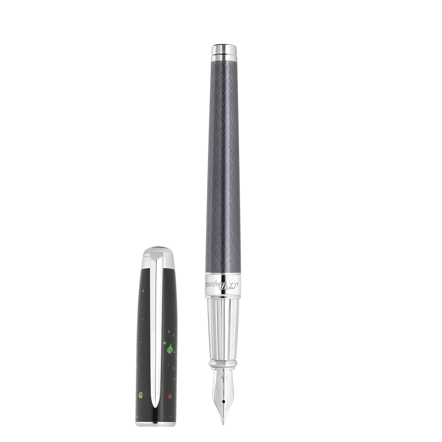 ST Dupont Instrument d'écriture Line D Eternity Dragon, Palladium, Ltd. Edt., Schwarz