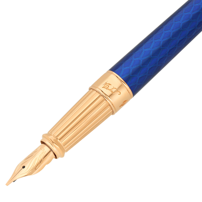 ST Dupont Fountain Pen Line D Eternity Dragon, Ltd. Ed., Royal-blue