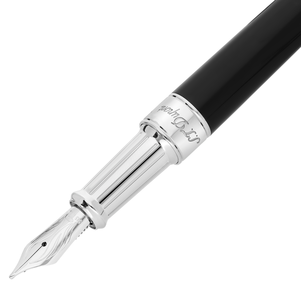 ST Dupont Füllfederhalter Line D Eternity Fire X, Palladium, Ltd. Edt., Schwarz