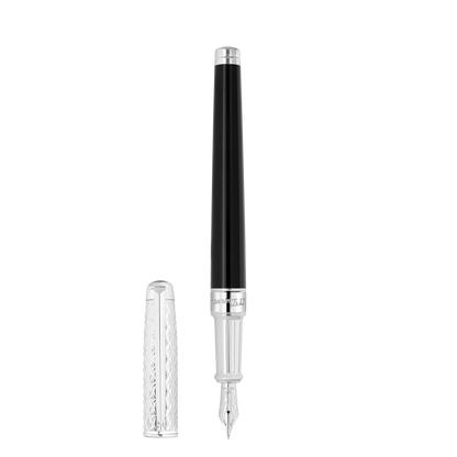 ST Dupont Füllfederhalter Line D Eternity Fire X, Palladium, Ltd. Edt., Schwarz