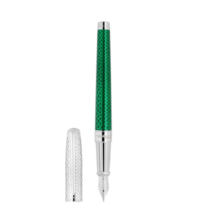 ST Dupont Fountain Pen Line D Eternity Snake Skin, Ltd. Edt., Green