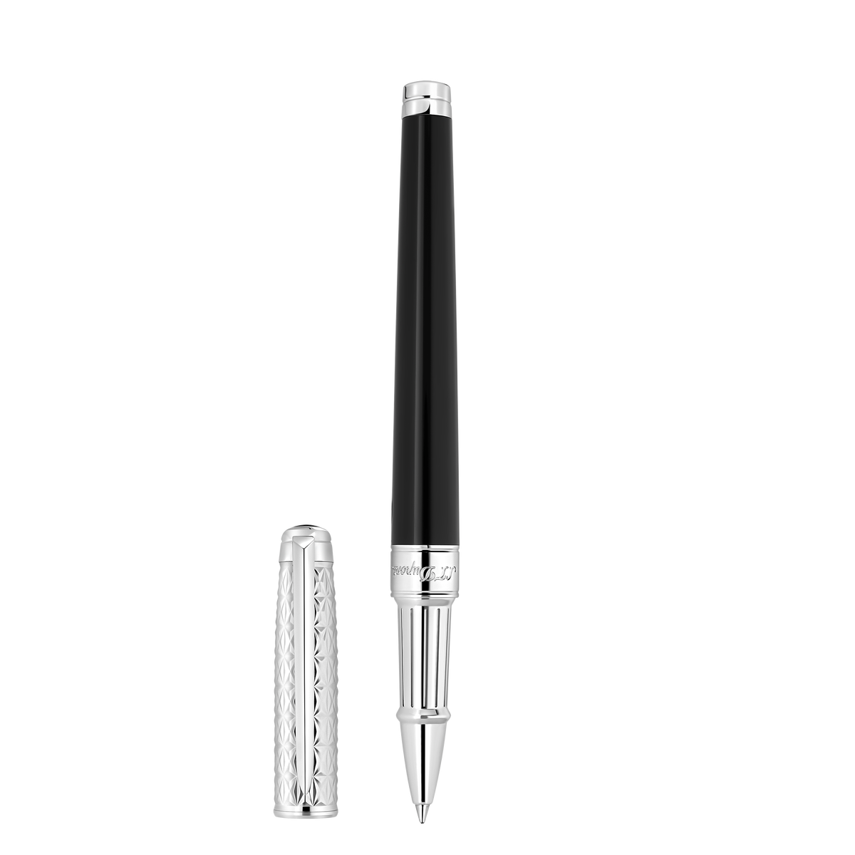 ST Dupont Tintenroller Line D Eternity Fire X, Palladium, Ltd. Edt., Schwarz