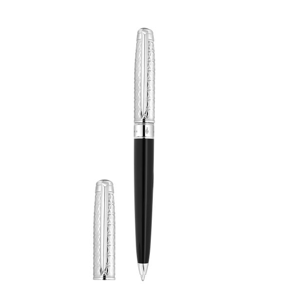 ST Dupont Kugelschreiber Line D Eternity Fire X, Palladium, Ltd. Edt., Schwarz