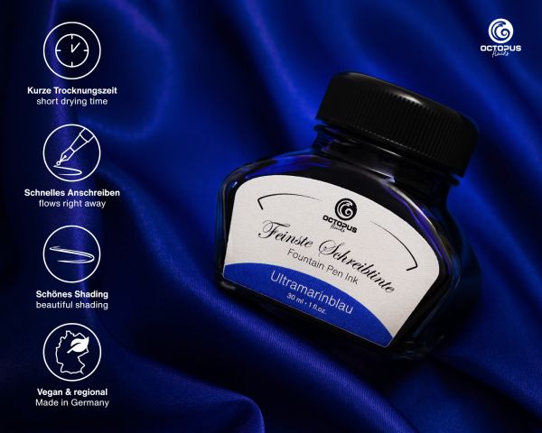 Octopus Fluids Fountain Pen Ink Classic Ultramarine Blue with Converter