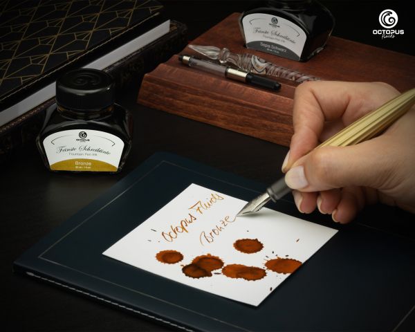 Octopus Fluids Schreibtinte Classic Schreibtinten Bronze mit Konverter Set