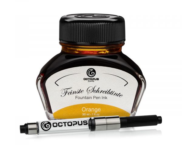 Octopus Fluids Classic Orange Bottled Ink with Converter