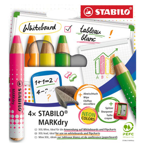 STABILO MARKdry neon 4er + Spitz + Lapp – Ansicht 1