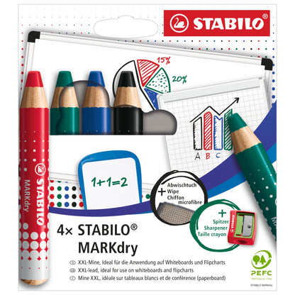 STABILO MARKdry 4er Etui mit Spitz+Lappe – Ansicht 1