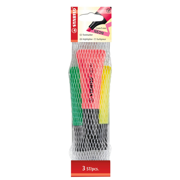 STABILO NEON 3er Pack gelb/grün/pink