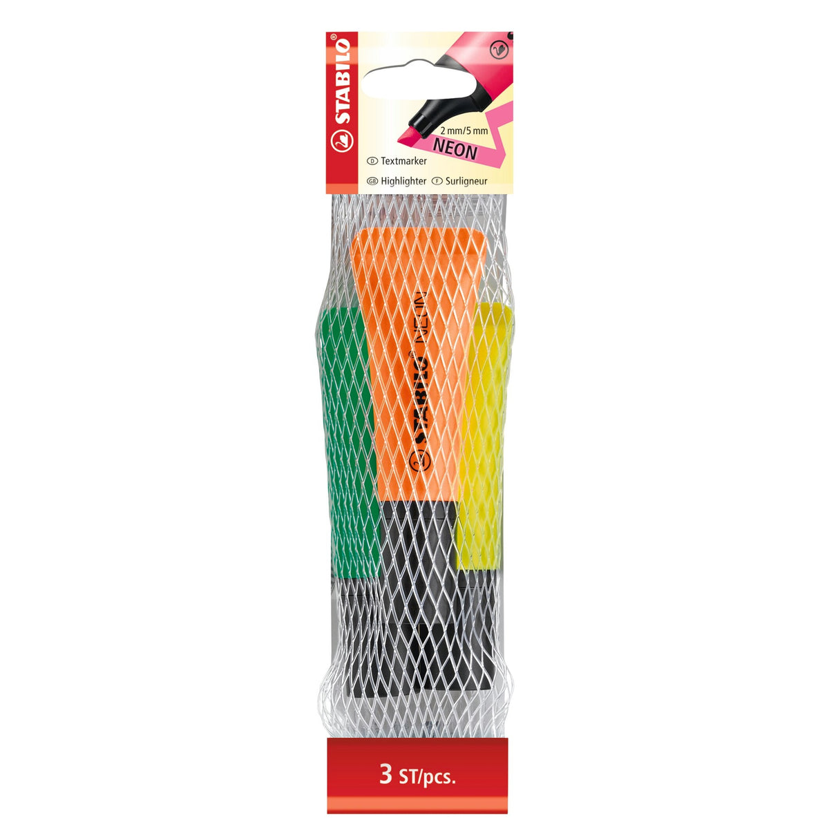 STABILO NEON 3er Pack gelb/grün/orange – Ansicht 1