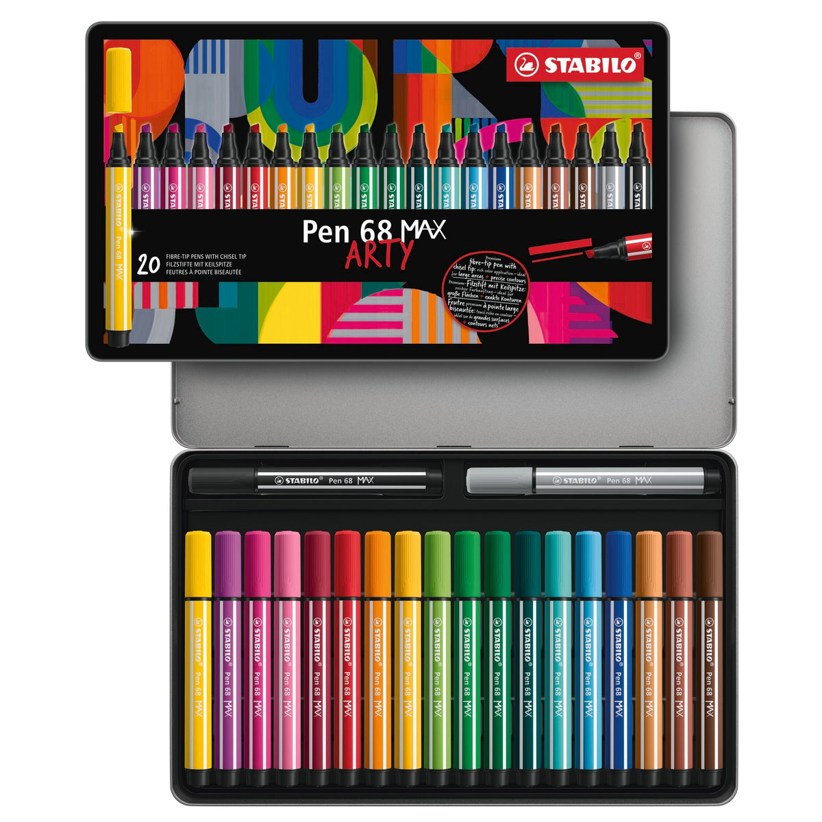 STABILO Pen 68 MAX 20er ARTY Metalletui – Ansicht 1