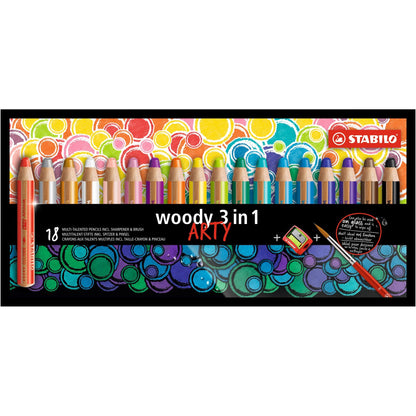 STABILO woody 18er Kartonetui ARTY Farbstift wasservermalbar – Ansicht 1