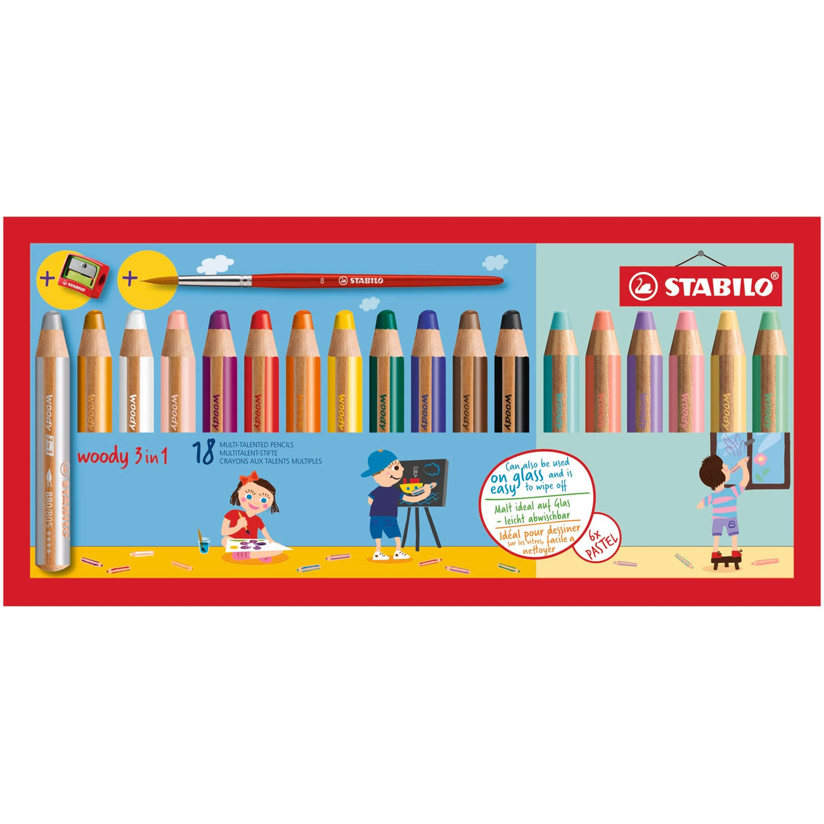 STABILO woody3in1 18er Etui inkl.Pastell – Ansicht 1