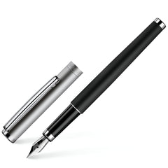 Otto Hutt, Füller Design 01, Streifenguilloche, platiniert, schwarz