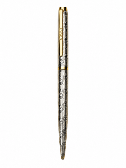 Gucci, Kugelschreiber mit Etui - Geometric G, Silber/Gold