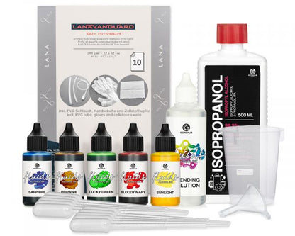 Octopus Fluids Alcohol-Ink Starterset CIRCLE Bloody Mary, Sunlight, Sapphire, Lucky Green, Brownie