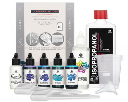 Octopus Fluids Alcohol Ink Starter Komplett Set BREEZE Blauorientierte Kollektion Zubehör