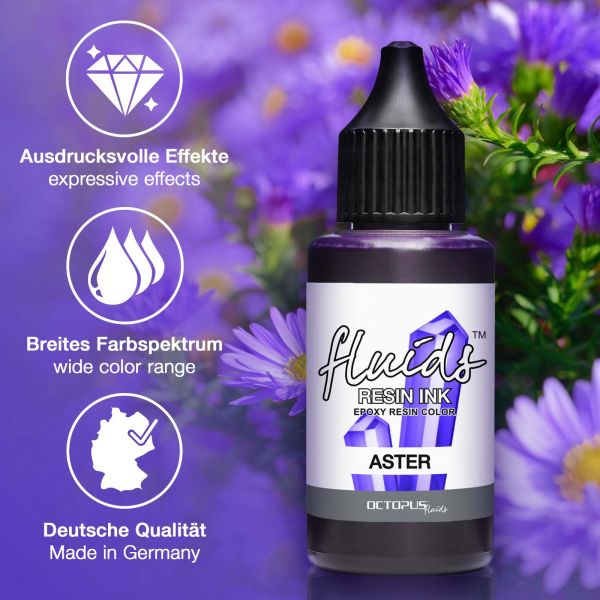 Octopus Fluids Resin-optimierte Alcohol Ink Octopus Fluids Resin Ink ASTER transparentes Violett
