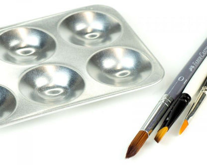 Octopus Mixing Palette, aluminum, 8x13 cm, 6 wells, metallic