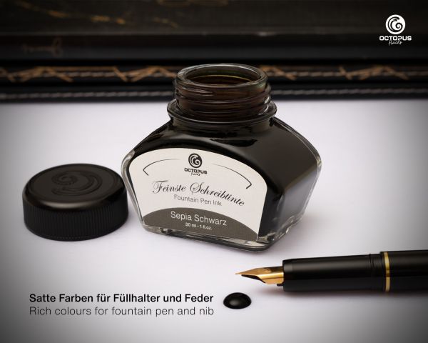 Octopus Fluids Schreibtinte Classic Sepia Schwarz mit Konverter