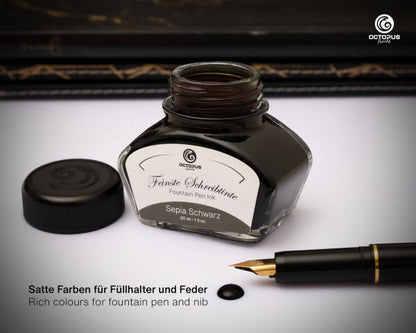 Octopus Fluids Schreibtinte Classic Sepia Schwarz mit Konverter